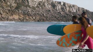 Black Insatiable Beach Babe Octokuro Gets DPed By Two BBCs