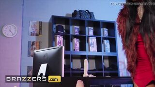 Black babe Lola Marie goes to sex shop and finds huge dicks